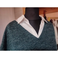 Kamizelka swetrowa damska ze srebrną niteczką - butelkowa zieleń